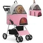 MoNiBloom 3-in-1 Foldable Pet Stroller Detachable Carrier, Car Seat and Stroller with Push Button Entry Small Pets, Dog Stroller