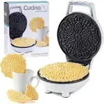 CucinaPro Mini Electric Pizzelle Maker - Makes One Personal Tiny Sized 4" Traditional Italian Cookie in Minutes- Nonstick Easy to Use Press - Recipes