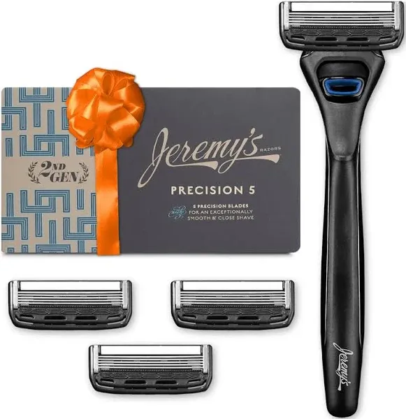 Jeremy&#039;s Razors Precision 5 Razor Blades 2nd Gen Handle + 4 Cartridges