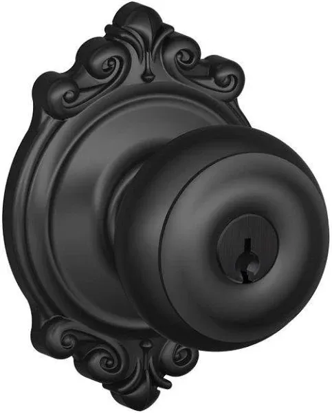 Schlage Georgian Matte Black Keyed Entry Door Knob