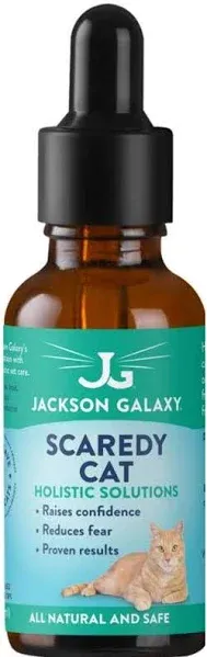 Jackson Galaxy: Scaredy Cat (2 oz.) - Pet Solution - Promotes Sense of Self-Confidence and Reassurance - Perfect for Cats Who Hide and Run from Touch - All-Natural Formula - Reiki Energy