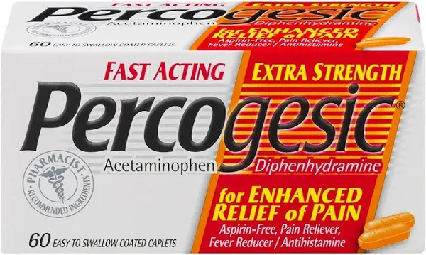 Percogesic Extra Strength Pain Relief | Aspirin Free Dual Action Relief | 40 Coated Caplets