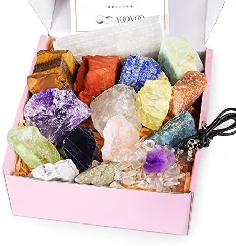 AOOVOO 17Pcs Crystals and Healing Stones Set