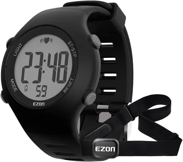 ezon t037 sports wristwatch digital heart rate monitor outdoor running watch alarm chronograph with chest strap