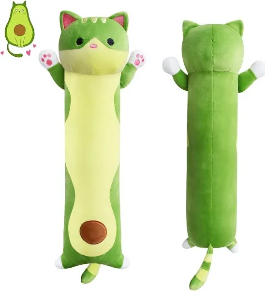 Long Cat Plush Boby Pillow, 24inch Cute Long Cat Avocado Plush Pillow Long Avocado Cat Plush Toy, Cat Boby Hugging Pillow Gifts for Kids, Boys and Girls