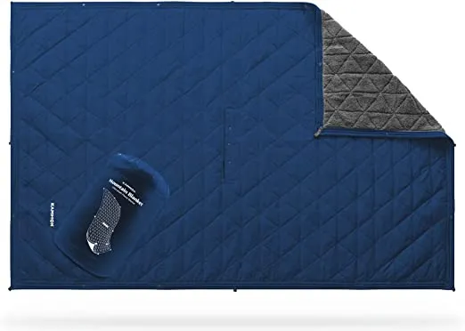KAMMOK Mountain Blanket - Ultra-Plush Fleece, Water Resistant, Portable, Durable, Indoor/Outdoor Camp Blanket (84 in × 50 in) - Midnight Blue