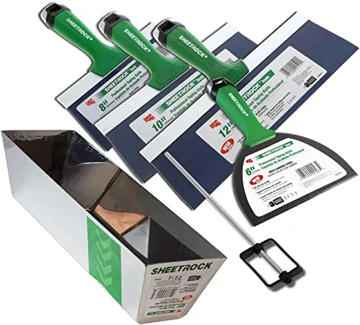 Pro Series Blue Steel Drywall Taping Knife with Matrix Style Handle (4-Piece w/12" Mud Pan)