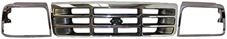 Bundle For 92-96 FORD F150 F250 BRONCO GRILLE HEADLIGHT DOOR CHROME 3 PCS FO1200173 FO2512130 FO2513131