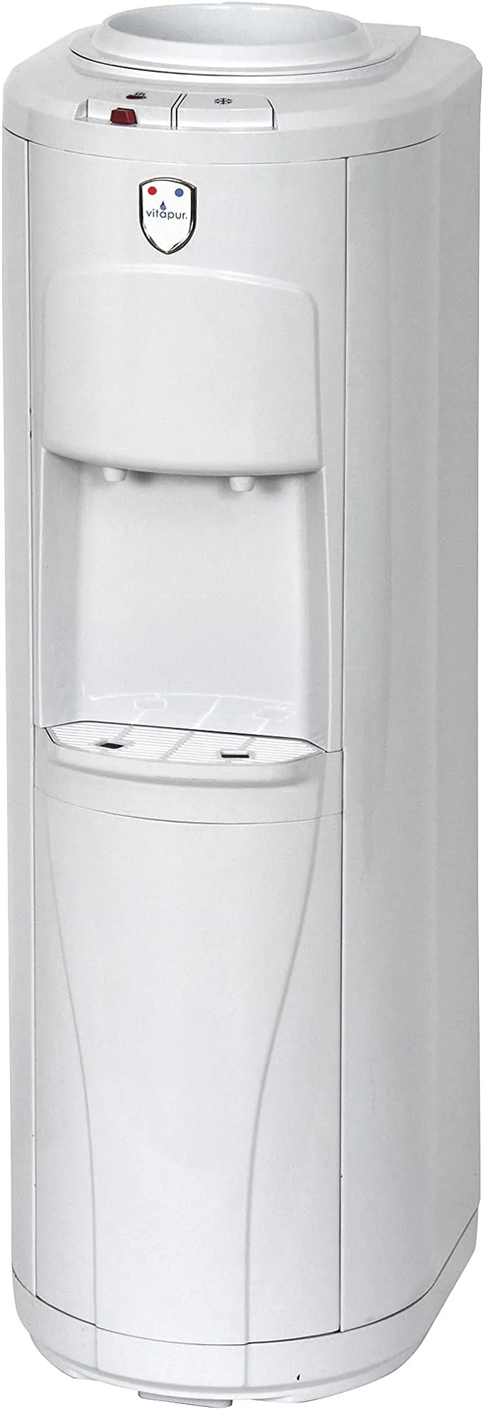 Vitapur Top Load Floor Standing Hot & Cold Water Dispenser with Piano Push Buttons & 24/7 Heating System, White