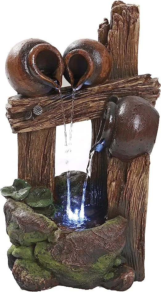The Cascading Urns of Ravello Illuminated Garden Fountain