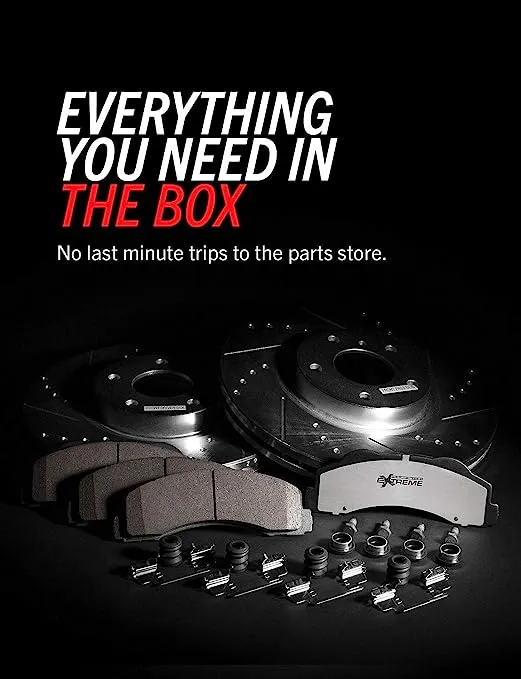 Power Stop K2853-26 Front and Rear Z26 Carbon Fiber Brake Pads with Drilled and Slotted Brake Rotors Kit For Chrysler 300 Dodge Challenger Charger Magnum [Application Specific]
