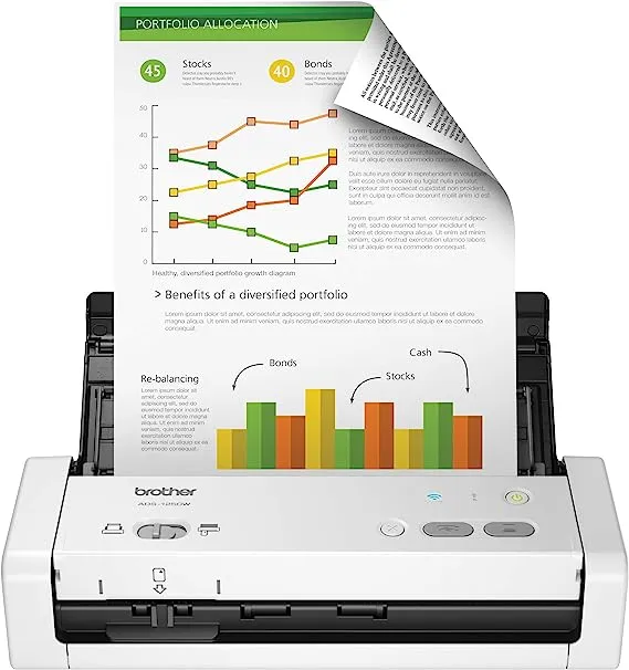 Brother Wireless Portable Compact Desktop Scanner Home Office ADS-1250W