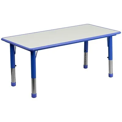 Height Adjustable Rectangular Plastic Activity Table - Blue&Grey