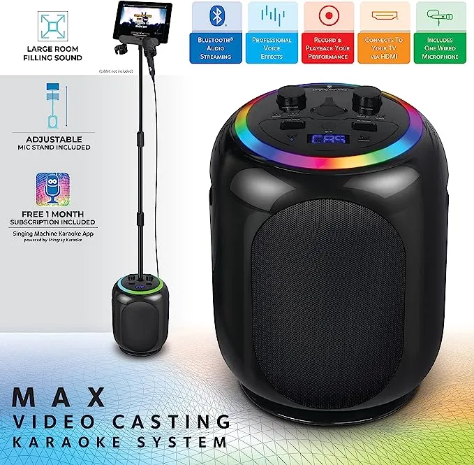 SingCast Max•Singing Karaoke Machine☆Record<wbr/>+Tv Playback?LED Lights?Blueto<wbr/>oth?