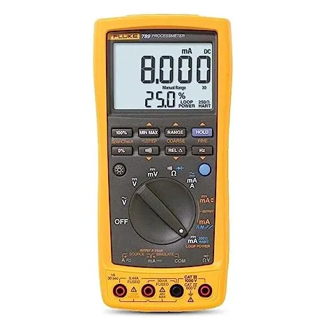 Fluke 789 ProcessMeter, Includes Standard DMM Capabilities, Measure, Source, Simulate 4-20 mA signals, and Built-In 24 V Loop Supply