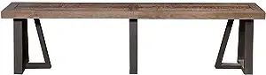 Alpine Furniture Prairie Bench, 75" W x 14" D x 18" H, Reclaimed Natural and Black Finish