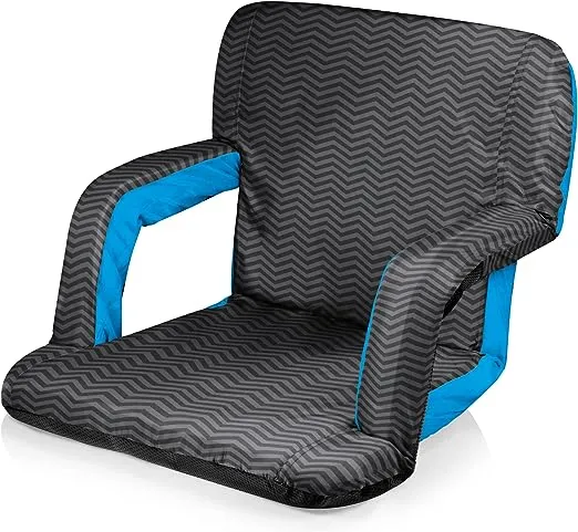 Picnic TIME Ventura Reclining Stadium Seat with Back Support, Padded Bleacher Seat with Backpack Straps, Gaming Chair, Floor Meditation Chair