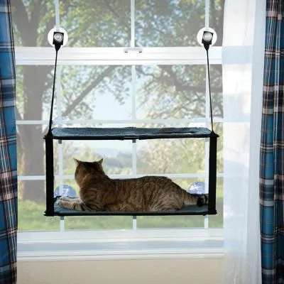 EZ Mount Window Kitty Sill Double Stack Gray 12 X 23 Inches