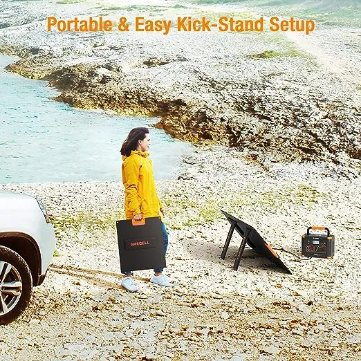 GRECELL 100W Portable Solar Panel for Power Station Generator, 20V Foldable Solar Cell Solar Charger with High-Efficiency Battery Charger for Outdoor Camping Van RV Trip