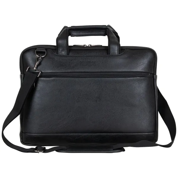 Kenneth Cole Reaction ProTec Faux Pebbled Leather Slim 16" Laptop Business Briefcase / Tablet Bag, Black