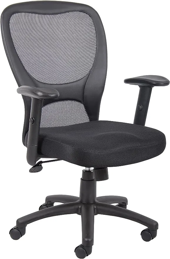 Mesh Task Chair with Adjustable Arms Black - Boss Office Products