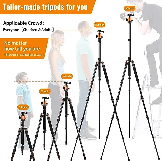 VICTIV 80" Camera Tripod DSLR Tripod for Travel Aluminum Heavy Duty Tripod Stand with 360 Ball Head