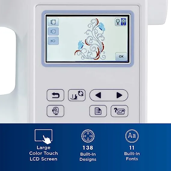 Brother Embroidery Machine PE800, 138 Built-in Designs, 5" x 7" Hoop Area, Large 3.2" LCD Touchscreen, USB Port, 11 Font Styles