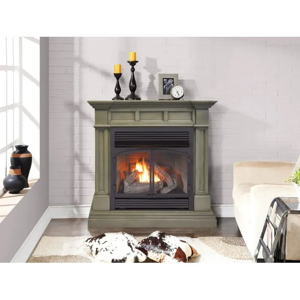 Duluth Forge Dual Fuel Ventless Fireplace - 32,000 BTU, T-Stat Control, Apple Spice Finish