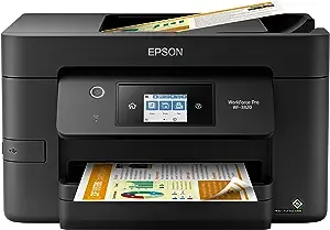 Epson Workforce Pro WF-3820 All-in-One Wireless Color Inkjet Printer Home Office, Black - Print Scan Copy Fax - 21 ppm, 4800 x 2400 dpi, 2.7" Touchscreen, Auto Duplex Printing, 35-Sheet ADF, Ethernet