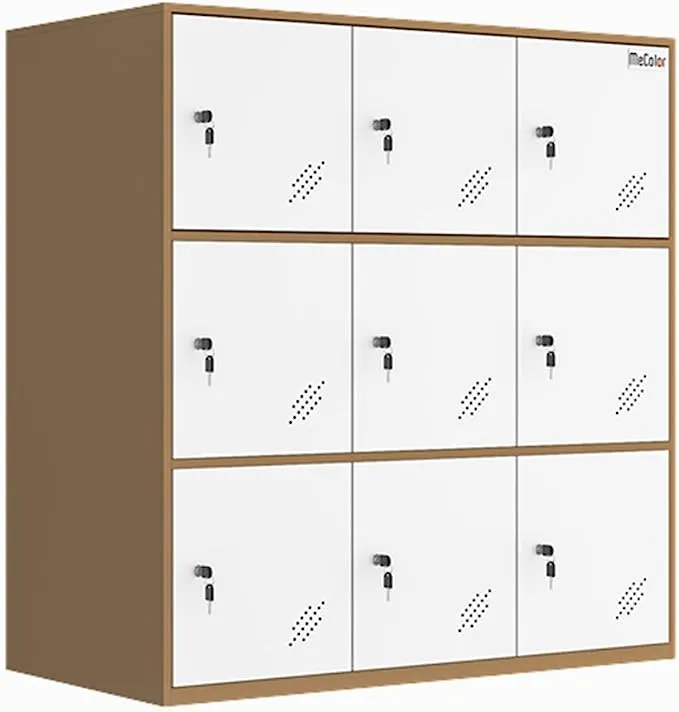 Mecolor Office and School Locker Organizer Metal Storage Locker Cabinet for Workers Students and Home (White), H36.4' x W35.5' x D17.7'