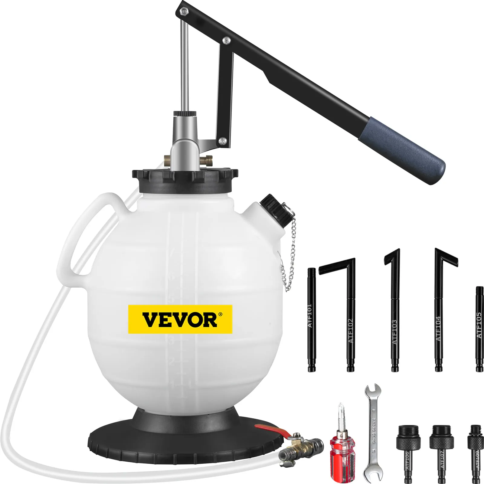 VEVOR Oil Fluid Extractor Dispenser, 7.5L Large Capacity Transmission Oil Transfer Pump with 15 PCS ATF Filler Adapters, Transmission Oil Replacement Kit for Most Cars (7.5L-2Gallon)