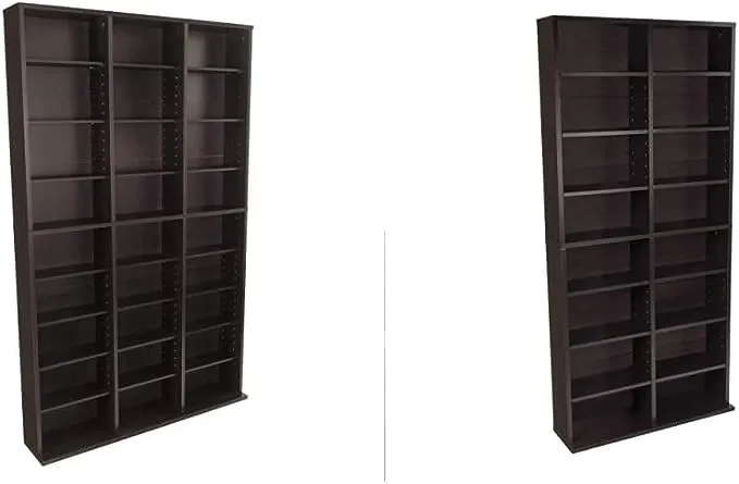 Atlantic Oskar Adjustable Media Cabinet - Holds 464 CDs, 228 DVDs or 276 Blu-rays, 12 Adjustable and 4 fixed shelves PN in Espresso