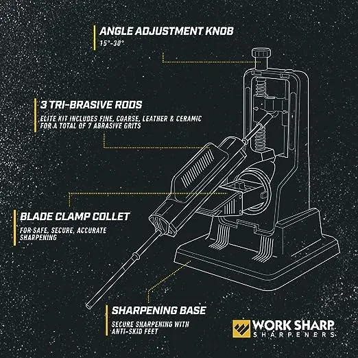 Work Sharp Precision Adjust Elite Knife Sharpener - Adjustable Knife Sharpening System - For Hunting, Serrated & Kitchen Knives