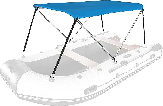 DoCred Foldable Bimini Top Boat Cover Canopy Cover 2Bow Bimini Top (63" L 39‘’-55‘’ W 43.3" H), Suitable for Boats of 3.2-4.5 FT