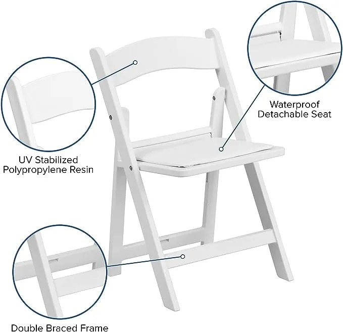 Flash Furniture 10 Pack Kids White Resin Folding Event Party Chair with Vinyl Padded Seat