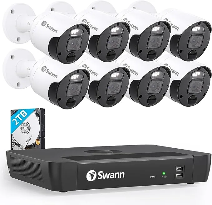 Swann SONVK-876806, Security System 8 CH, 5 In/Outdoor Cameras 4k, 2Tb HDD