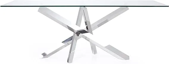 Modern Cortez 79" Dining Table Clear Glass Polished Stainless Steel Base - Contemporary - Dining Tables - by Zuri Furniture | Houzz