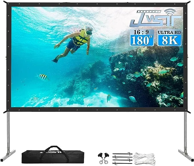 200 inch Projector Screen with Stand,Upgraded 3 Layers PVC 16:9 Large Outdoor Projector Screen,Portable Outdoor Movie Screen with Carrying Bag for Large Commercial Performance