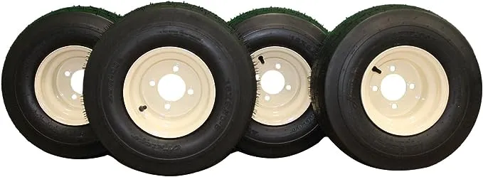 Antego Tire & Wheel 18x8.50-8 with 8x7 Beige/Tan Wheel Assembly for Golf Cart and Lawn Mower (Set of 4)