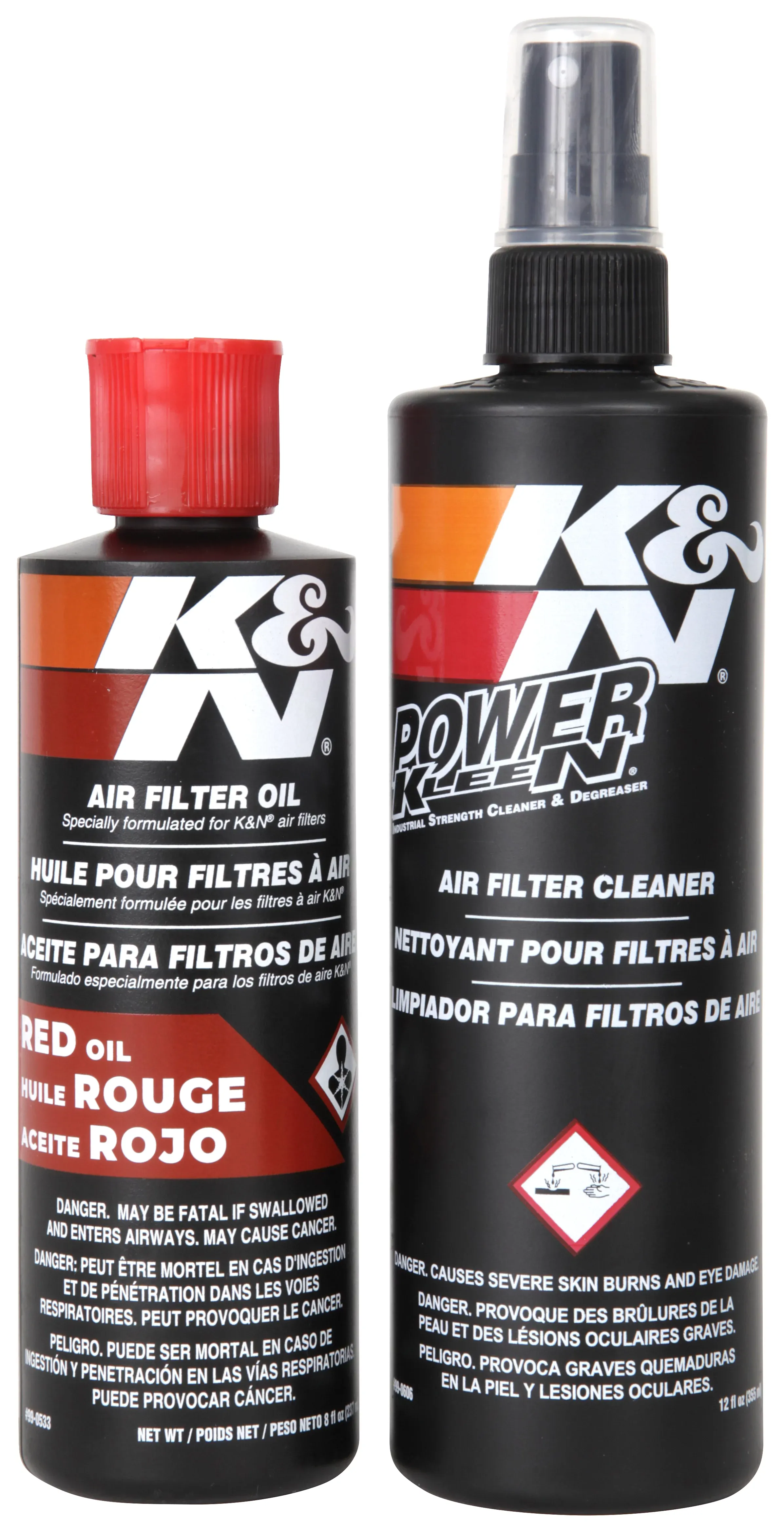 K&N Air Filter Cleaning Kit: Squeeze Bottle Filter Cleaner and Red Oil Kit; Restores Engine Air Filter Performance; Service Kit-99-5050