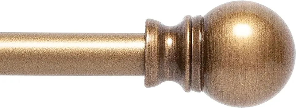 Kenney Davenport 1/2 inch Petite Cafe Decorative Window Curtain Rod, 28-48 inch, Brushed Brass, KN55972