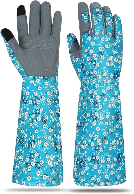 Leather Long Gardening Gloves for Women, Long Sleeve Garden Gloves Touch Screen