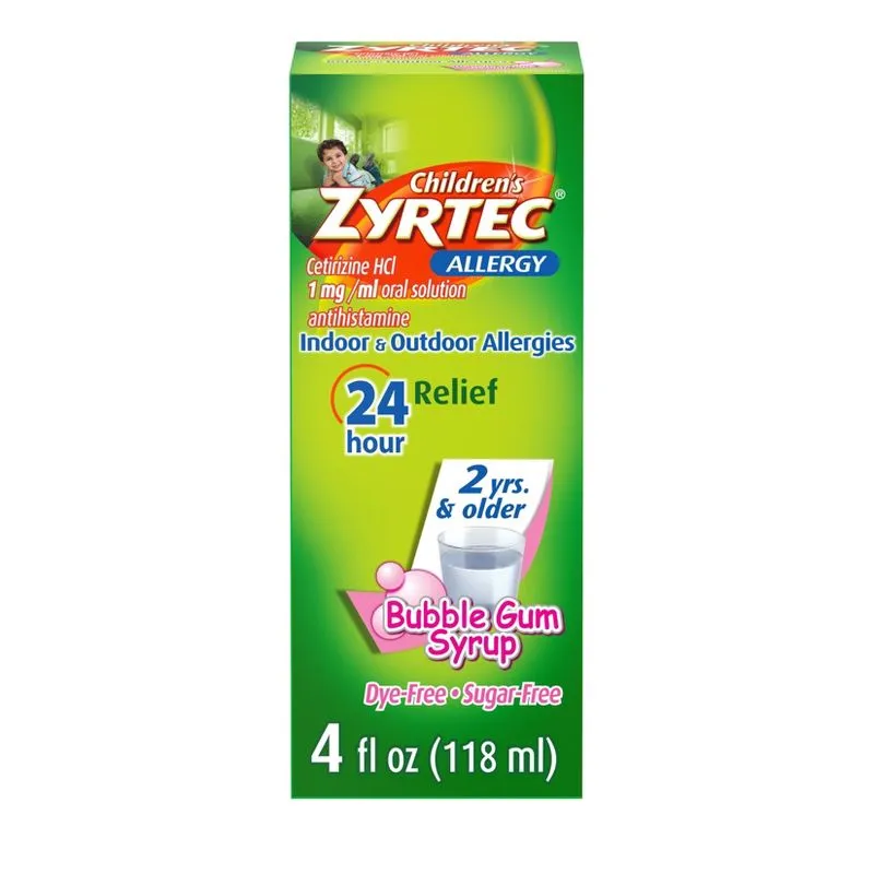 Zyrtec, Children's Allergy, Relief Syrup,  2+ Years, Grape, 5 mg, 4 fl oz (118 ml)