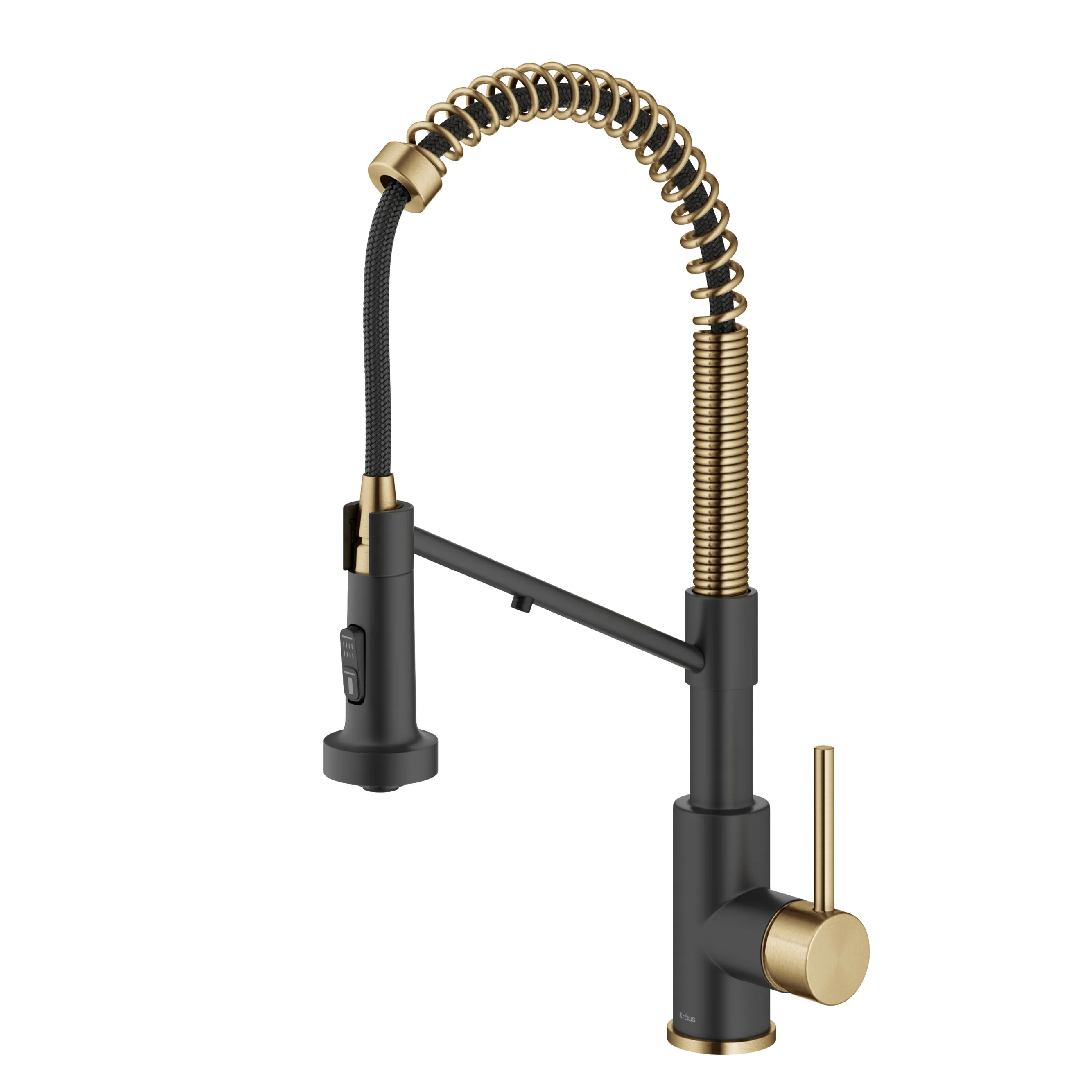 Bolden 2-in-1 Commercial Style Pull-Down Single Handle Water Filter Kitchen Faucet in Brushed Brass/Matte Black