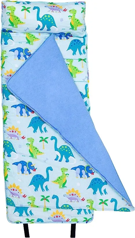 Wildkin Original Nap Mat with Reusable Pillow for Boys & Girls, Perfect for Elementary Daycare Sleepovers, Features Hook & Loop Fastener, Cotton Blend Materials Nap Mat for Kids (Dinomite Dinosaurs)