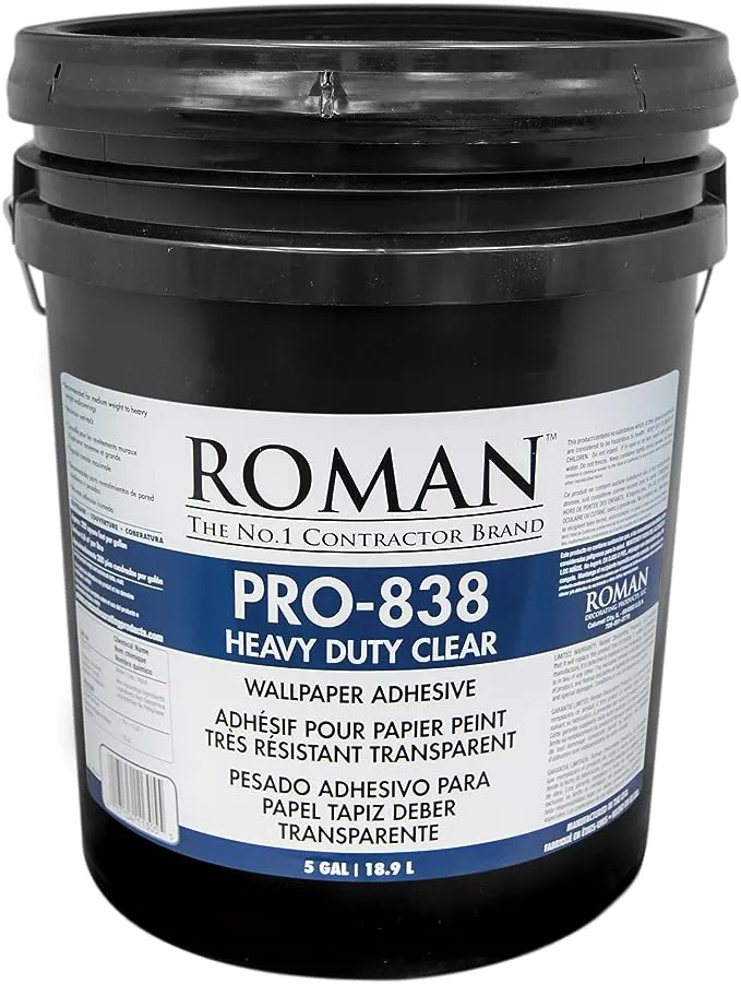 ROMAN PRO-838 Heavy Duty Clear High Strength Modified Starches Wallpaper Adhesive 5 gal.