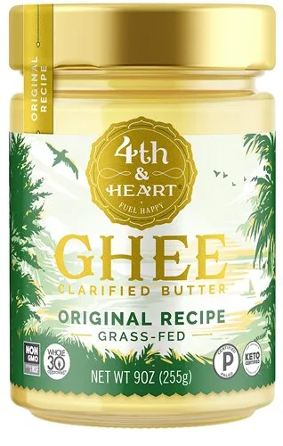 4th & Heart Original Grass-Fed Ghee, 9 Ounce, Keto, Pasture Raised, Lactose and Casein Free, Certified Paleo