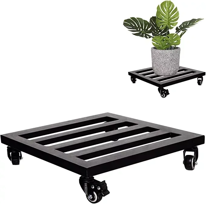 IDZO 14Inch Plant Caddy with Wheels Heavy Duty Capacity 385 Lbs, Metal Cast Iron Plant Dolly, Plant Stand with Wheels Repositioning Heavy Pots, Hauling Heavy Household Items - BlackIDZO 14Inch Plant Caddy with Wheels Heavy Duty Capacity…