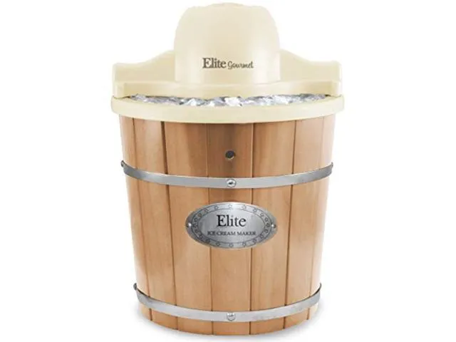 Elite Gourmet EIM-924L, 4 Qt. Electric Motorized Ice Cream Maker Ice & Rock Salt, 4Qt. Freezing Canister, Creamy Ice Cream, Gelato, Frozen Yogurt, or Sorbet, Recipe Booklet