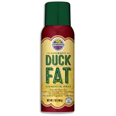 Cornhusker Kitchen Gourmet Duck Fat Spray Cooking Oil Bottle - All Natural Foods Gluten-Free Organic Lard Unsaturated Fat Spray Oil - Non-Stick Cooking, Baking Butter Spray, Grill Oil Spray - 7oz